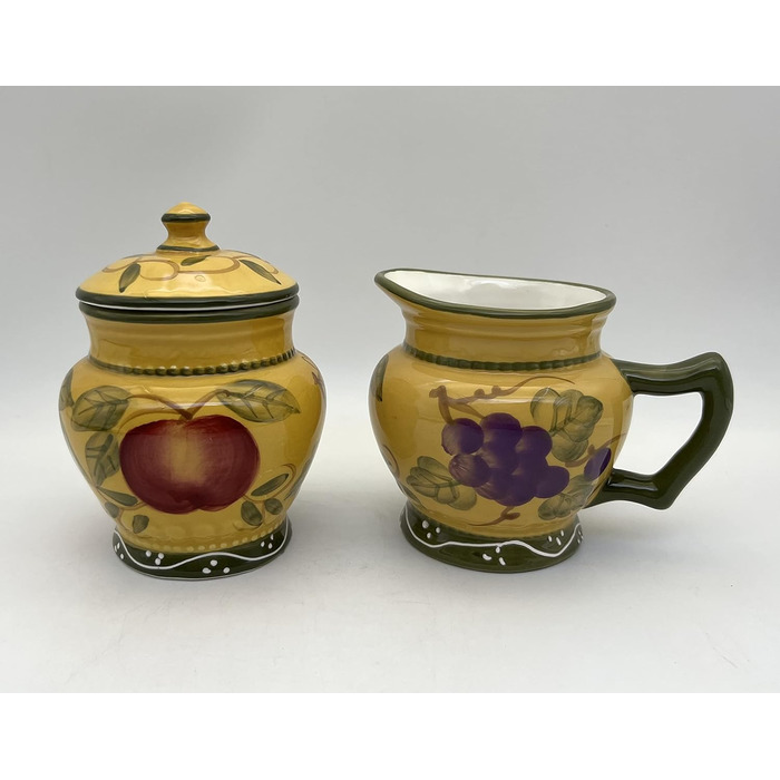 Tuscan Collection Deluxe Hand-Painted Sugar Bowl & Creamer Set by ACK
