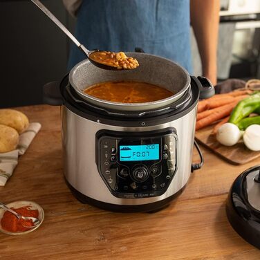 Cecotec Programmable Pot with Air Fryer and GM H Deluxe Fry Multifunction Kitchen Machine. 6 Liters, Forward Lid, Programmable, 24-Hour Temperature Adjustable Model H Deluxe Fry