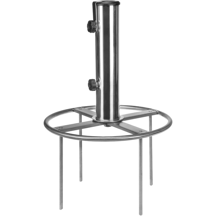 Andora Parasol Base XL Stainless Steel with Adapter 48/39/34 mm - Parasol Stand for Lawn
