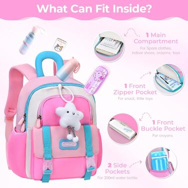 Рюкзак для дитячого садка Tanou для дівчаток, ультралегкий, з нагрудним ремінцем (рожевий)