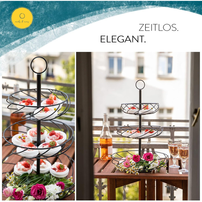 Стійка для фруктів Marks & Rivers 3 яруси XL | Металева фруктова стійка з 3 ярусами чорного кольору для елегантного зберігання у кухні та вітальні