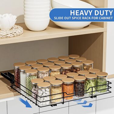AIRUJIA Pull Out Spice Rack, 2-Tier Dish Cabinet Organizer, Spice Rack Cabinet, Spice Rack, Lift-up Sink Shelf, Spice Organizer for Kitchen, L26.4*W23.2*H23CM (L27*W32.2*H6CM - Single Layer)