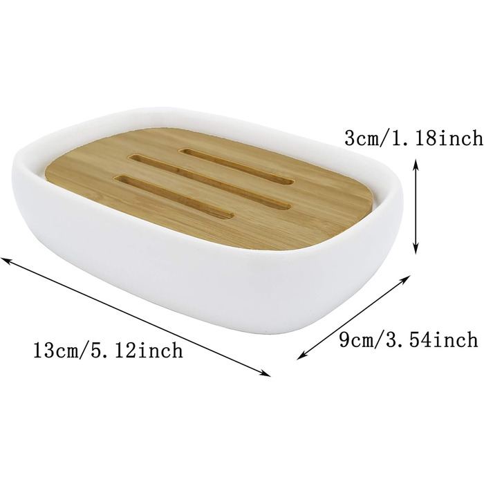 Підставка для мила Lofekea з кераміки та бамбуку, двошарова, для ванної та душу