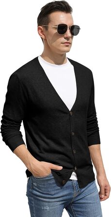 Чоловічий светр Hisir з V-подібним вирізом, легкий та елегантний, чорний, розмір M