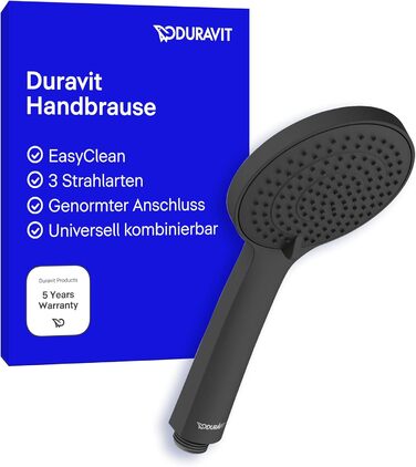 Душова лійка Duravit Universal з 3 режимами (Rain, Intense, Soft), ручна душова насадка Ø 110 мм, економія води MinusFlow, легко чиститься, чорний матовий