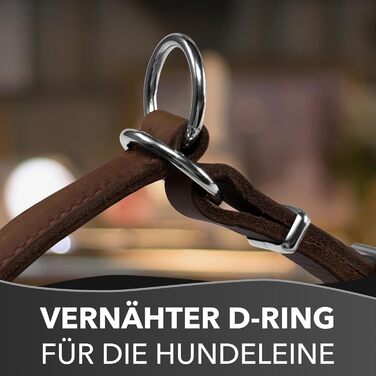 Rund & Weich - Stop Dog Collar Brown L - 55cm with Adjustable Buckle and Integrated Stable Core, Leather Collar with Pull Limiter, Pull Stopper Gentle on Fur, Cowhide Leather