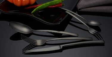 ECHTWERK Tableware Set Avelino, Black Edition, 20-piece, cutlery set for up to 4 people, 18/10 stainless steel, matte finish, high-quality cutlery set, for dining table, table decoration for weddings & festive occasions.