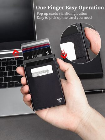 RFID-захисний картхолдер Pop-up, гаманець-картхолдер з монетницею, чорний