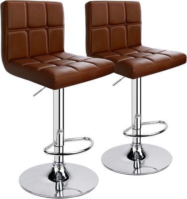 Барний стілець Leader Accessories (2 шт) - регульована висота 62-83 см, обтягнутий штучною шкірою (колір кава)