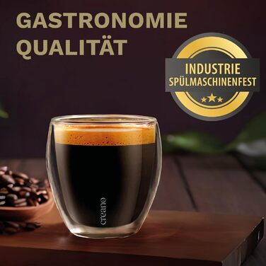 Creano PREMIUM double-walled espresso glasses 100ml - Set of 4 - Restaurant quality - 100% dishwasher safe - Thermoglass - Double-walled glass - NEW 2024