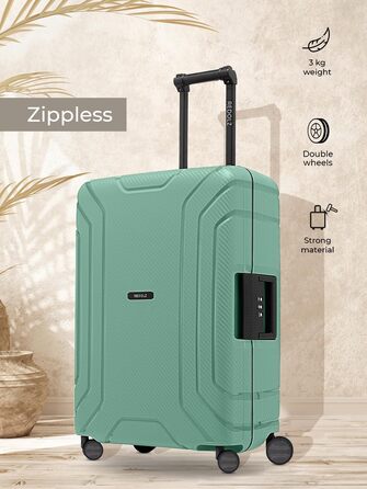 Набір валіз REDOLZ Hartschalen 3-в-1 з поліпропілену | 3-точкова застібка, TSA-замок, 4 колеса | для жінок та чоловіків (Essentials 15) (Морська хвиля, валіза M (65 см))