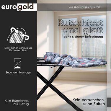 Чохол на прасувальну дошку EUROGOLD, 120x40 см (підходить для розмірів 120x38–42 см)