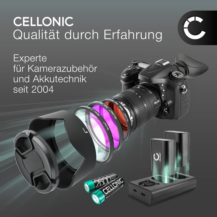 Зарядний пристрій CELLONIC Dual LC-E6 CBC-E6 для Blackmagic Pocket Cinema 4K, Canon EOS R6 Mark – 8.4W, USB