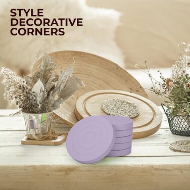 Colorful Coaster Set made of Wood for Drinks - 6-Piece Set for Drinking Glasses, Table Protection for Every Table Type, Gift Set for All Occasions (Pastel Purple, Coasters)