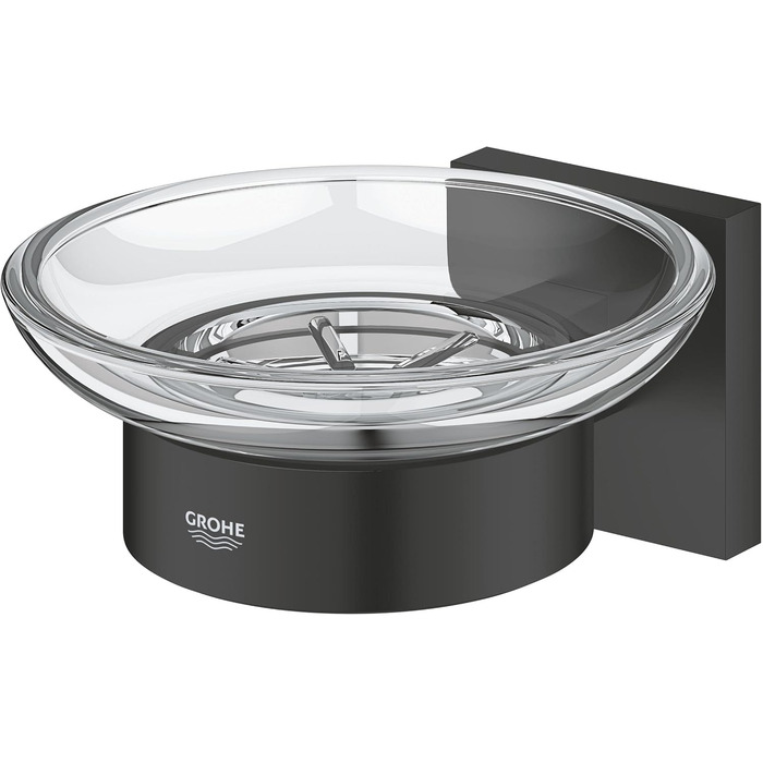 Милотримач GROHE Start Cube, чорний матовий, на клейкій основі, без свердління (до 5 кг), з кріпленням, прихований монтаж, з шурупами та дюбелями (клей окремо)