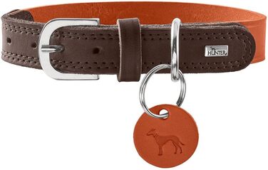 Нашийник для собак HUNTER LEMVIG, шкіряний, оранжевий/темно-коричневий, розмір 45, Made in Germany