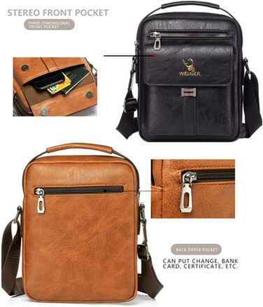 Чоловіча сумка через плече, кросбоді, месенджер з шкіри, чорна