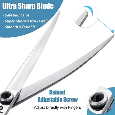 Ножиці для собак Dream Reach 6,5 дюйма, професійні, з нержавіючої сталі 440C, вигнуті, у подарунковій коробці, для грумінгу собак та котів