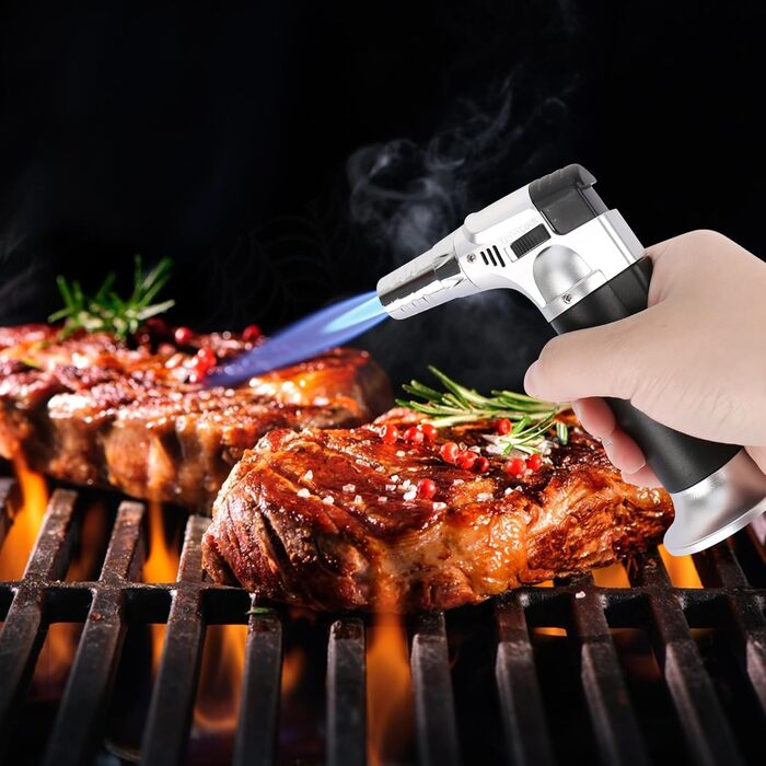 Газовий пальник CTDMJ Flambierbrenner: регульоване полум'я, 3-х газових форсунок, для кухні, крем-брюле, грилю, паяння. (Бутан не входить до комплекту)