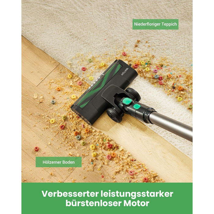 Бездротовий акумуляторний пилосос Vactidy V9 з LED-підсвічуванням, 30KPa, до 45 хвилин роботи, для видалення шерсті тварин, твердих поверхонь та килимів, чорний