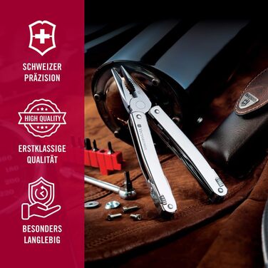 Мультитул Victorinox Swiss Tool Spirit X Plus: 35 функцій, швейцарський, з фіксатором леза, у нейлоновому чохлі