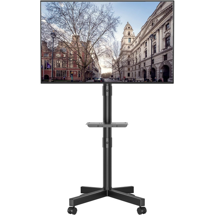 BONTEC Mobile TV Stand with Tilt and Height Adjustment - Rolling TV Mount for 23-60 inch LED, LCD, OLED TVs (Up to 25kg)