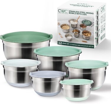 Набір місок для змішування Cook With Color (6 шт.), нержавіюча сталь, колір шавлія