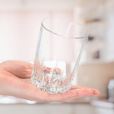 KADAX Drinking Glasses Set of 6, made of high-quality glass, water glasses, thick-walled juice glasses, ribbed glasses for water, drinks, juice, party, cocktail glasses, beverage glasses (tall, 245ml)