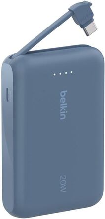 Повербанк Belkin BoostCharge 10000mAh з вбудованим кабелем USB-C, 20W, LED-індикатором, синій