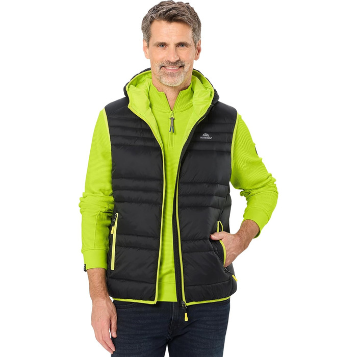 Чоловіча степкова жилетка NORDCAP, легка, тепла та вітростійка, спортивна жилетка з капюшоном та кишенями на блискавці, розмір M-3 (XXL, чорний)