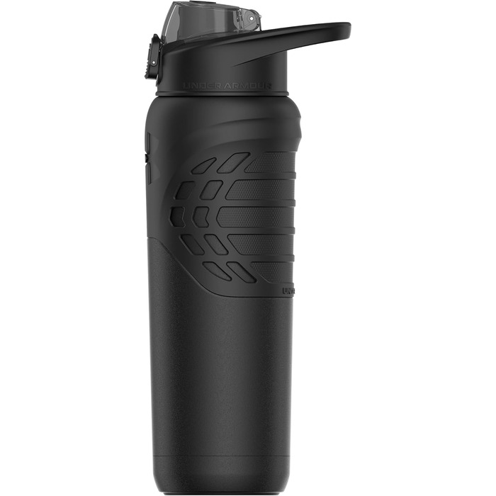 Under Armour Stainless Steel Water Bottle, Insulated, Carabiner Clip, Leak-Proof, for Kids and Adults, All Sports, Gym, 680 ml (Standard Size, Solid Black)