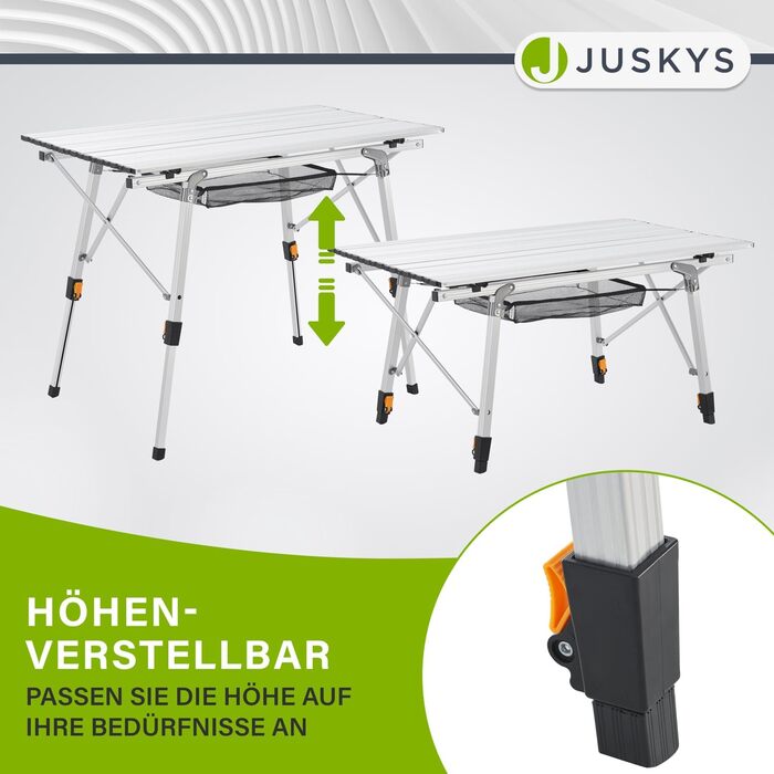 Стол для кемпінгу Juskys Picco - алюмінієвий, 90 x 52 см, легкий, складний, регульований по висоті - для кемпінгу, саду, відпочинку на природі