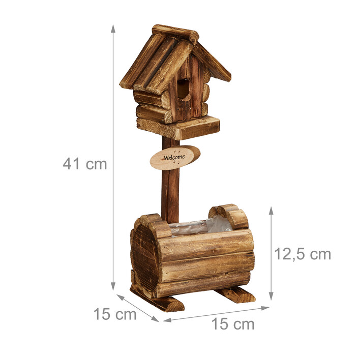 Relaxdays Decorative Birdhouse with Flower Pot