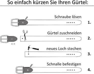 Чоловічий шкіряний ремінь, Made in Germany, 4 см, чорна пряжка, 125 см (140 см загальна довжина)