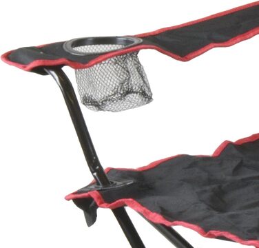 Кемпінговий стілець складаний з підлокітниками та підсклянником, сірий/рожевий (чорний/червоний)