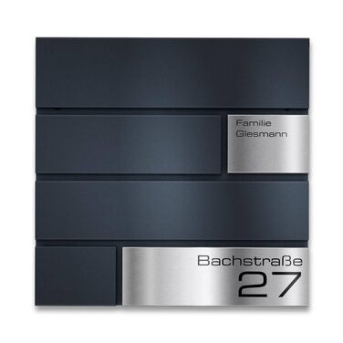 Поштова скринька Metzler Modell G антрацит, порошкове покриття RAL 7016, з гравіюванням та табличкою з нержавіючої сталі, настінний монтаж, 37x37x10.5 см