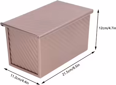 Форма для випікання хліба з кришкою 21×12×11 см, прямокутна форма для тостового хліба Pullman на 450 г, антипригарна з рожевого вуглецевого сталі
