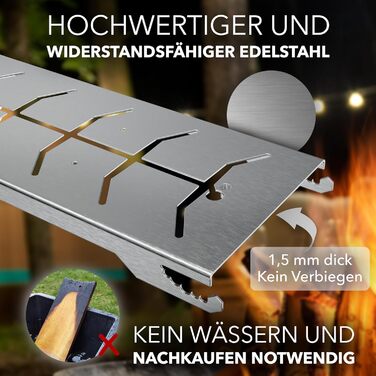 Bärenstahl Stainless Steel Salmon Grill Plank with Holder - Fireproof for Fire Pits & Charcoal Grills - Made in Germany