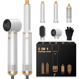 OKWRAP Hairstyler 5 в 1: Фен, плойка, браш для укладки, іонний випрямляч, набір для створення локонів та об'єму. Білий