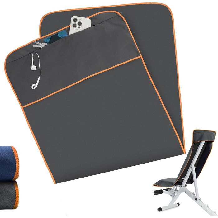 Рушник для фітнесу з кишенею, мікрофібра, 120x50 см, спортивний рушник для залу, подорожей, сірого кольору