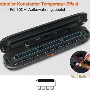 MeteMake Вакууматор автоматичний для продуктів харчування, One-Touch вакуумна запайка, компактна модель (чорний)