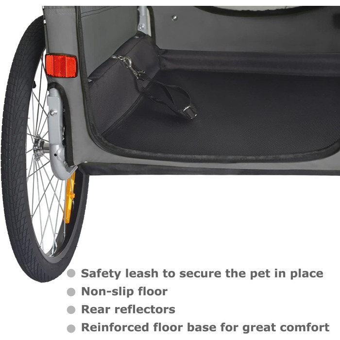 DOGGYHUT® Преміум візок для собак 2-в-1: візок-бугель для собак до 23 кг (Сірий)