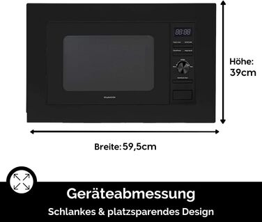Мікрохвильова піч Wolkenstein WMW800-20GB: 800W, 20л, 6 рівнів потужності, 9 програм, розморожування, LED-дисплей, захист від дітей, чорний