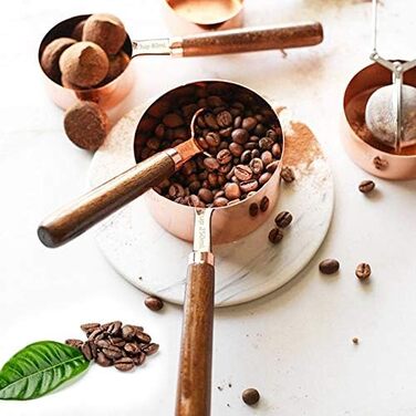 Dog measuring cups, set with, stainless steel, copper-coated, metal, measuring spoons, cooking set, kitchen accessories