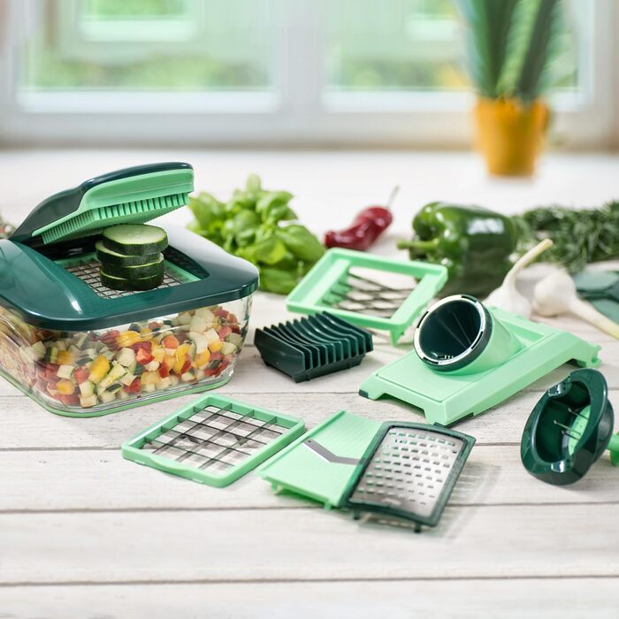 Набір Nicer Dicer Chef від Genius (15 частин): овочеріз, фруторіз, шинкувальник, подрібнювач, овочевий терт, мандоліна, зелень