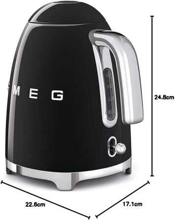 Smeg Electric Kettle KLF03BLEU, Stainless Steel, 1.7 liters, Black