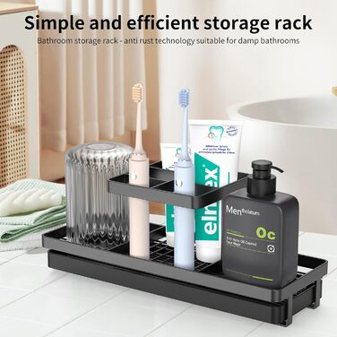 Bathroom Toothbrush Holder, 5 Slots, Carbon Steel, Toothbrush Holder, Electric Toothbrush and Toothpaste, Bathroom Accessories for Countertop, Shower, (White/Opulent Garden)