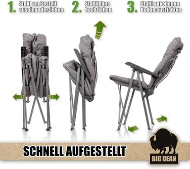 Складний туристичний стілець BigDean Bequemer з регульованою спинкою