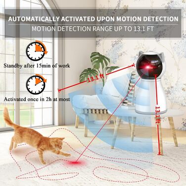 Cat toy, with real random trajectory, motion-activated rechargeable automatic cat laser toy, interactive cat toy for cats/kittens/dogs