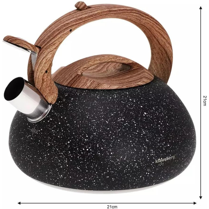 Чайник Klausberg з нержавіючої сталі з флейтою, 2.7 л, чорний